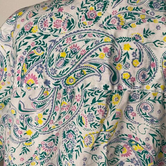 Laura Scott Women's Button up Paisley Floral shirt short sleeve, Plus Size 3X - Picture 4 of 6